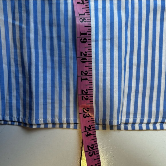 Pomander Place Tuckernuck Blue & White Striped Poplin Lightweight Ruffle Top S - Picture 14 of 14
